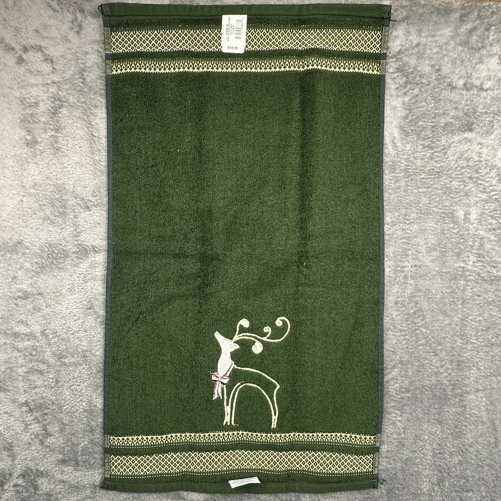 Santens Christmas Tree 3 Hand Towels Embroidery Peace Joy Noel JC Penney Cotton